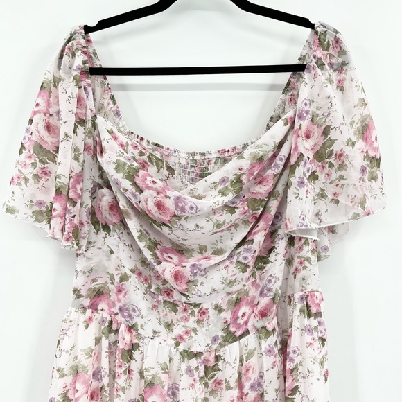 Shein Curve 2XL Floral Cottagecore Flutter Sleeve Maxi Dress - Picture 3 of 9